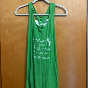 Green Sleeveless Top with Tinkerbell Print